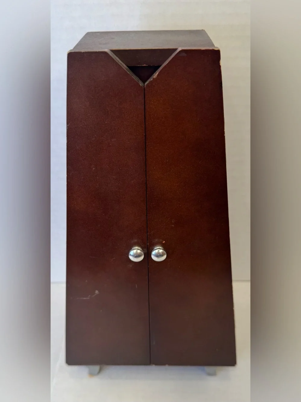Dark Mahogany-colored Tapered Wooden Jewelry Armoire